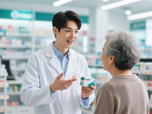 慢性病管理服务介绍，药师与老年顾客交流用药情况